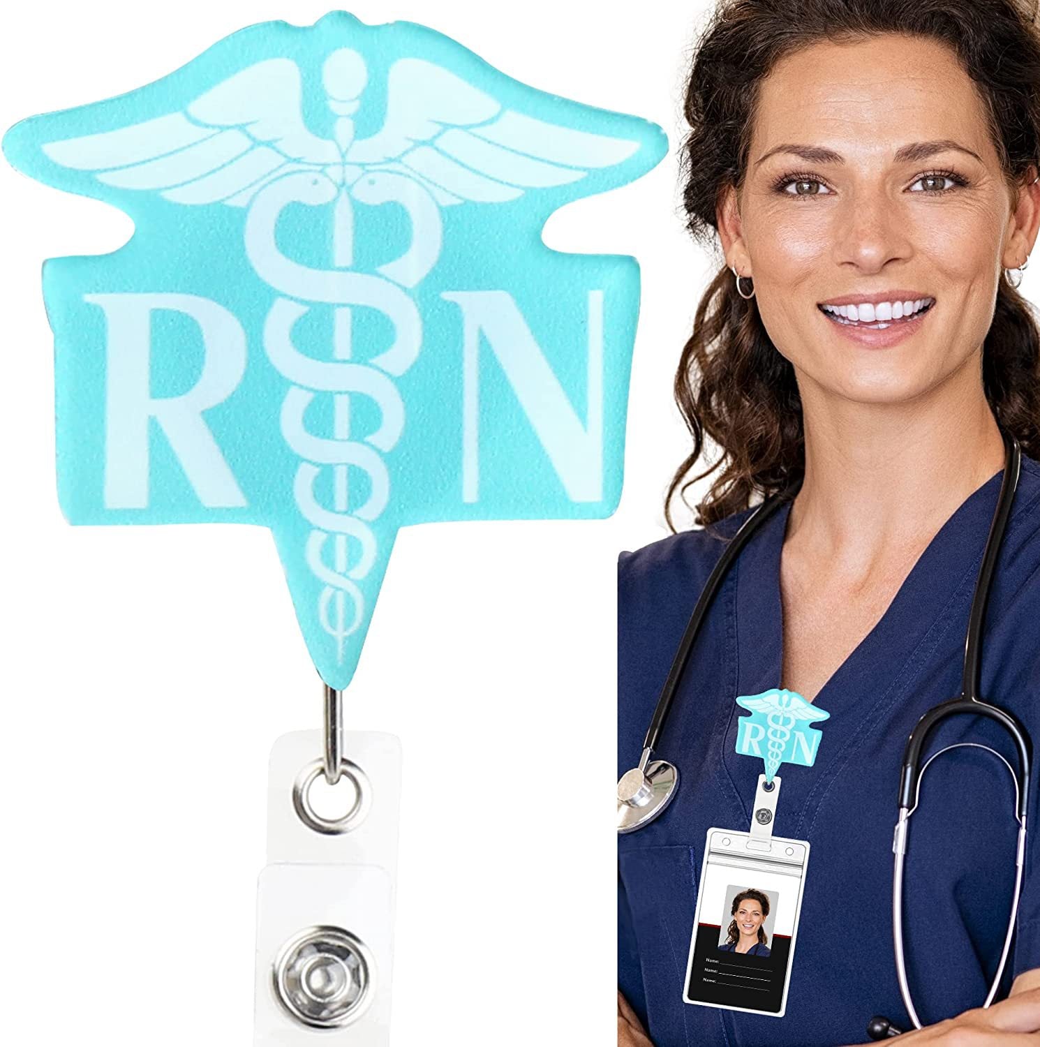 Wholesale Leopard Print Medical Stethoscope Badge Scroll Retractable ABS Keychain